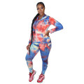 2021 Autumn Cheap Tie Dye Hoodies Sweatpants Fall Sweatsuit Jogging Sets for Women